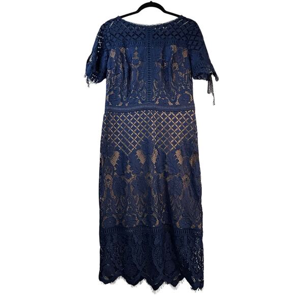 Tadashi Shoji Navy Suma Lace Dress - Size 8 - Picture 14 of 16